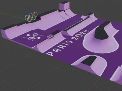 Paris 2024 Olympic bmx park Low-poly 3D model