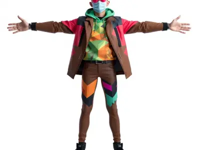 Vibrant Geometric Outfit model pack Low-poly 3D model