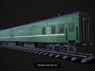 Russian  Train - Mail rail car - Coach LOW POLY 3D Model Pack