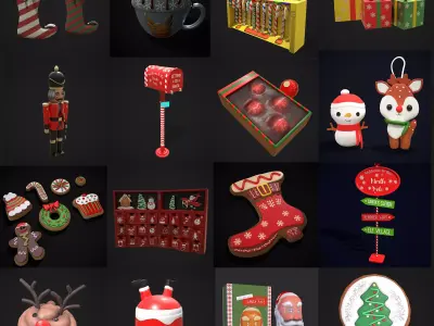 Christmas Prop Mix Five 3D Model Collection