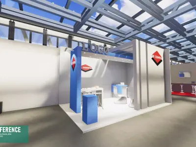 Conference - exhibition pavilion and stands Low-poly 3D model