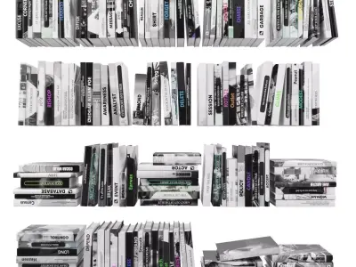 Books 150 pieces 2-6-2 Low-poly 3D model