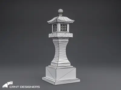 Japanese Garden Pagoda Lantern Low-poly 3D model