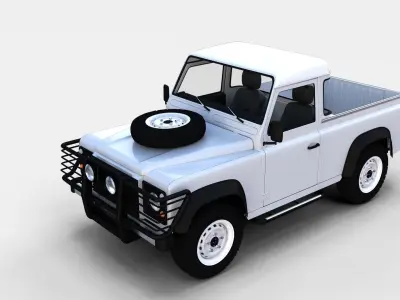Land Rover Defender 90 Pick Up w interior rev 3D model