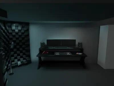 desk gaming room complete 3D model