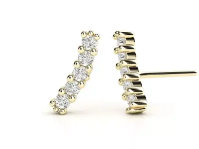 ZLE02 diamond stud earring gold 3D print model