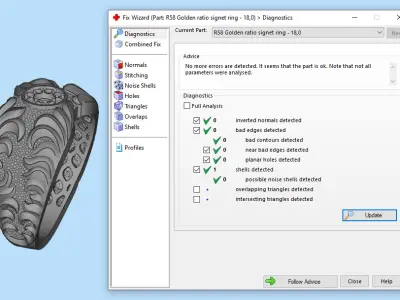 Gemstone signet ring Golden Ratio R58 all sizes 3D print model