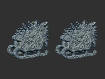 christmas sleigh decor  3D print model