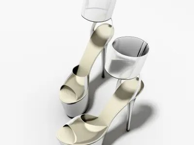 Women Clear Platform High Heel Sandals 3D model