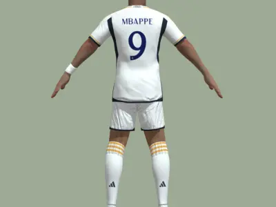 T-Pose Rigged Kylian Mbappe Real Madrid 3D model