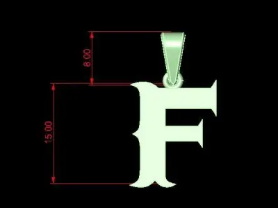 F alphabate pendant  3D print model