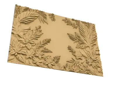 modern panel wall decor set wall relief mural CNC 121  3D model