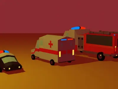 Low poly  emergency vehicles Free low-poly 3D model