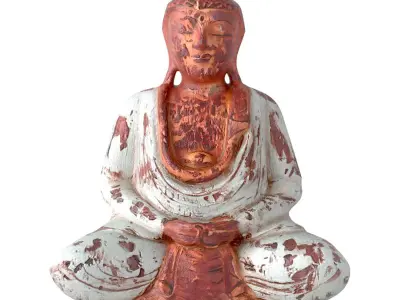 Antique Green and Gold Sitting Buddha 3D model