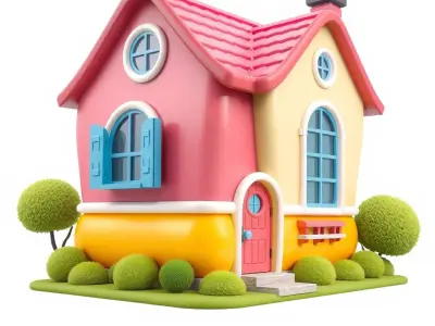 Cartoon House Model Pack with Vibrant Colors Low-poly 3D model