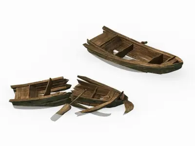 Game Traffic - Small wooden boat 3D model