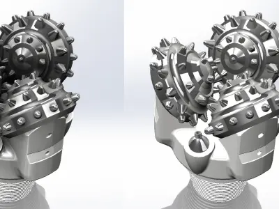 Design and Analysis of Tricone Drill Bit Assembly 3D model