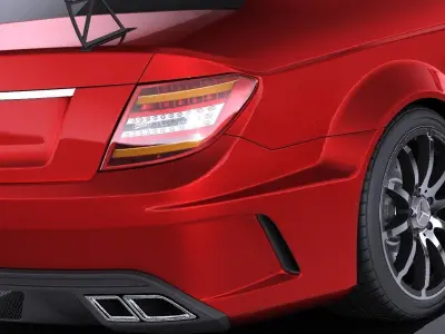 Mercedes C63 AMG Black 2014 VRAY 3D model