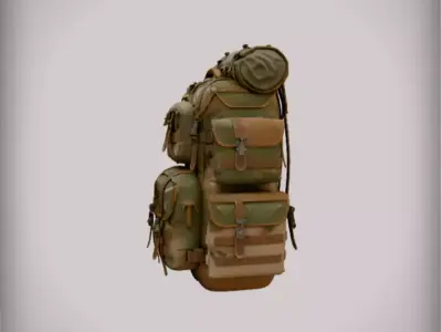 Military Tactical Backpack Camo Survival Rucksack 3D Model Low-poly 3D model
