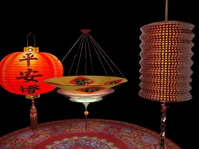 Chinese red lantern  3D model 11