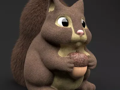 Toy Squirrel with Acorn 3D model