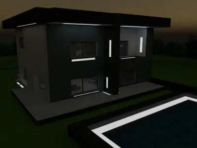 Luxury Mansion night 3D print model