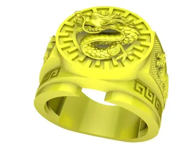 Luxury Chinese Dragon Mens Ring 3D Model 5063 3D print model