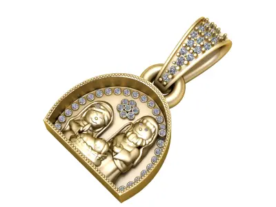 FAMILY DIAMOND CHARM PENDANT  3D PRINABLE MODEL  3D print model