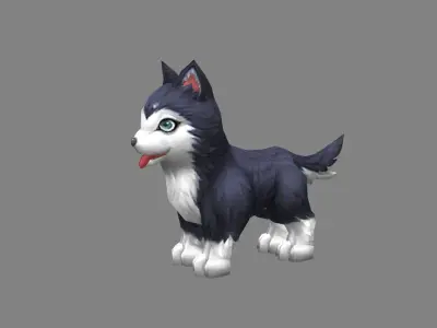Cartoon husky - puppy dog Low-poly 3D model
