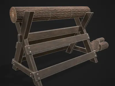 Wood Log Saw Horse Low-poly 3D model