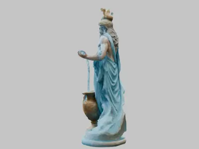 fantasy Water God Sculpture Low-poly 3D model