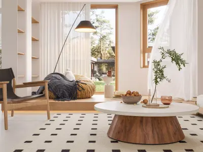 Modern living room dining room interior scenes 368 3D model