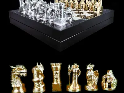 4 Dragon Full Chess Set PACK  - 24 Different Design  3D print model