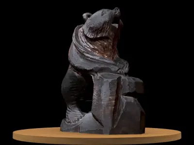 Wood carving bear figure  3D model