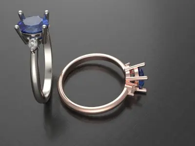 Oval and pear diamond engagement ring ready for print 3D print model