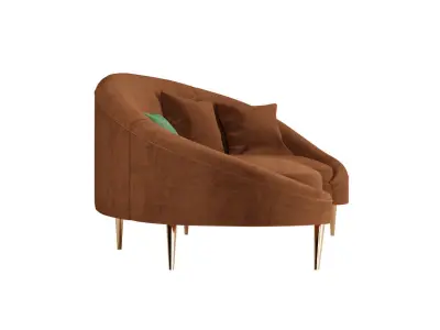 Curved High-low Back Sofa 3D model