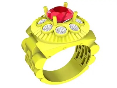 Luxury Halo Flower Diamond Ring for Men 3D Model 4331 3D print model