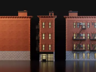 Apartment Building Low-poly 3D model purchase