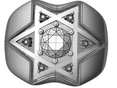men ring star of David 3D print model