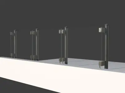 Glass railing 1 Low-poly 3D model