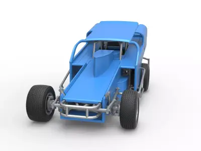 Vintage Dirt Modified stock car Version 2 Scale 1 to 25 3D print model