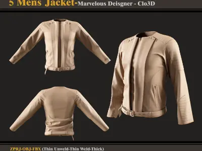 5 Men Jacket -MD-Clo3D - FBX - OBJ-  3D model