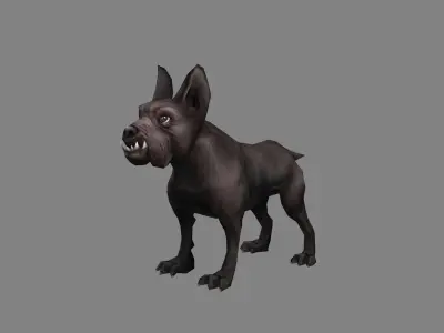 Cartoon black bulldog - puppy dog Low-poly 3D model