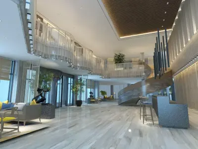 Two-Story Lobby and Lounge Interior 3D model