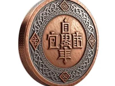 Fantasy Bronze Silver Medallion Low-poly 3D model