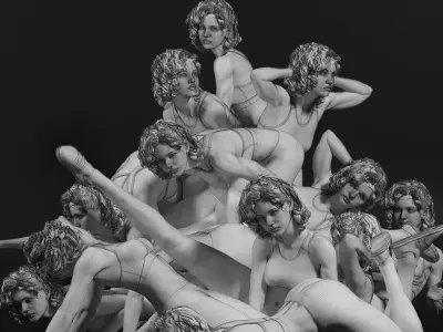 GymGirl in 14 Posed Ready Models 3D model
