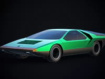 Alfa Romeo Carabo Authentic Car Game Ready Low-poly 3D model