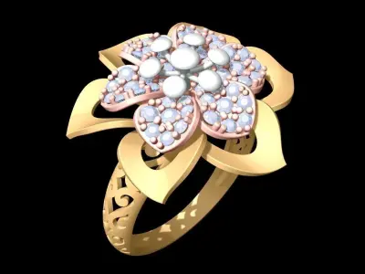 Flower Rings - Womens Ring - N6475 3D print model