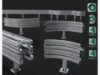 Road Barrier Modular Detailed collection  3D model