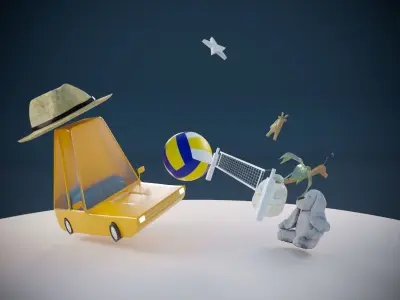 low poly  car  3D model